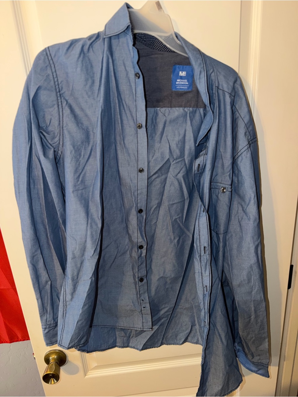 Michael Brandon Men's Denim-Style Light Blue Shirt Jacket